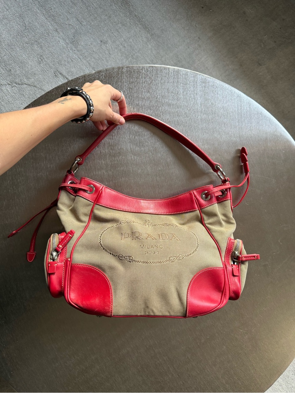 PRADA BEIGE & RED HOBO